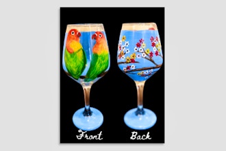 Love Birds – Wine Glass Painting